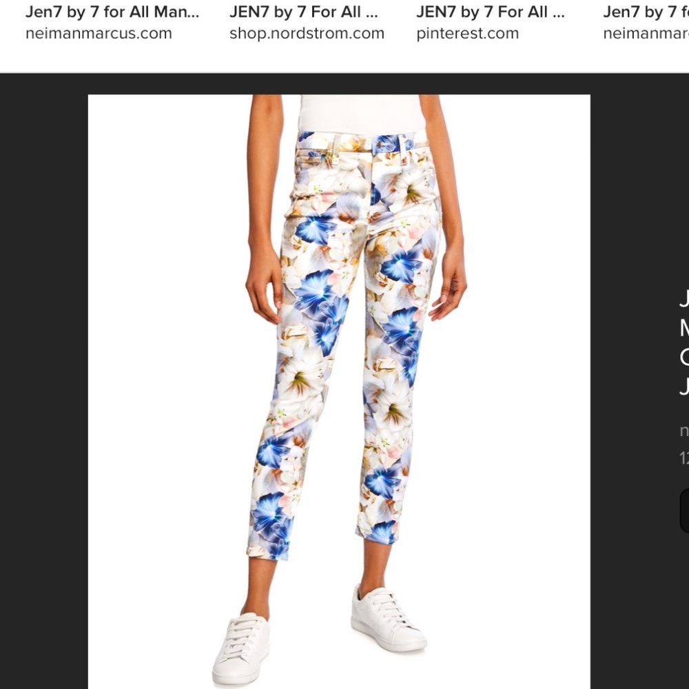 NEW - Jen7 By 7 for all Mankind Floral Print Cropped Ankle Skinny Jeans
